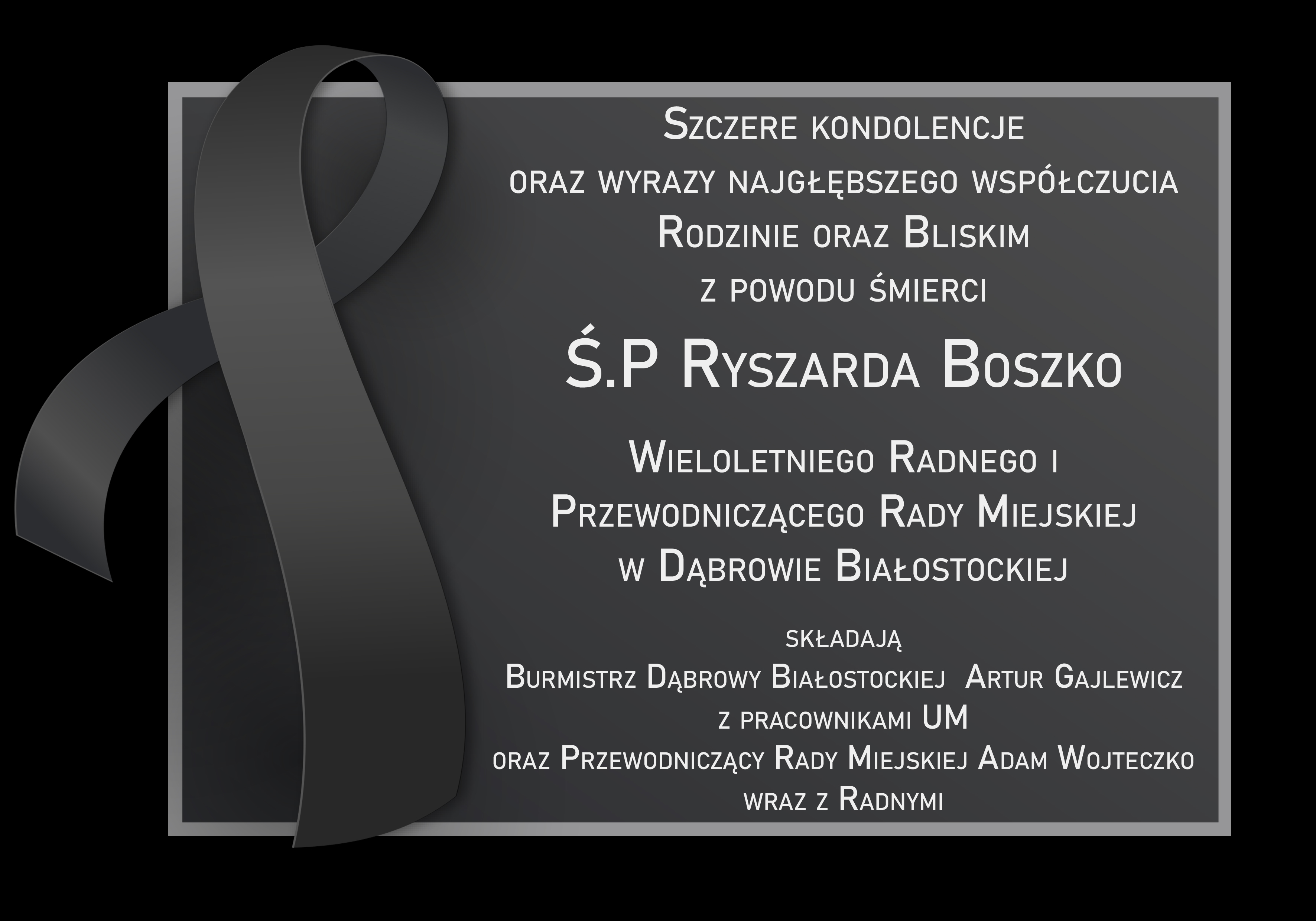 kondolencje z powodu śmierci Ryszarda Boszko