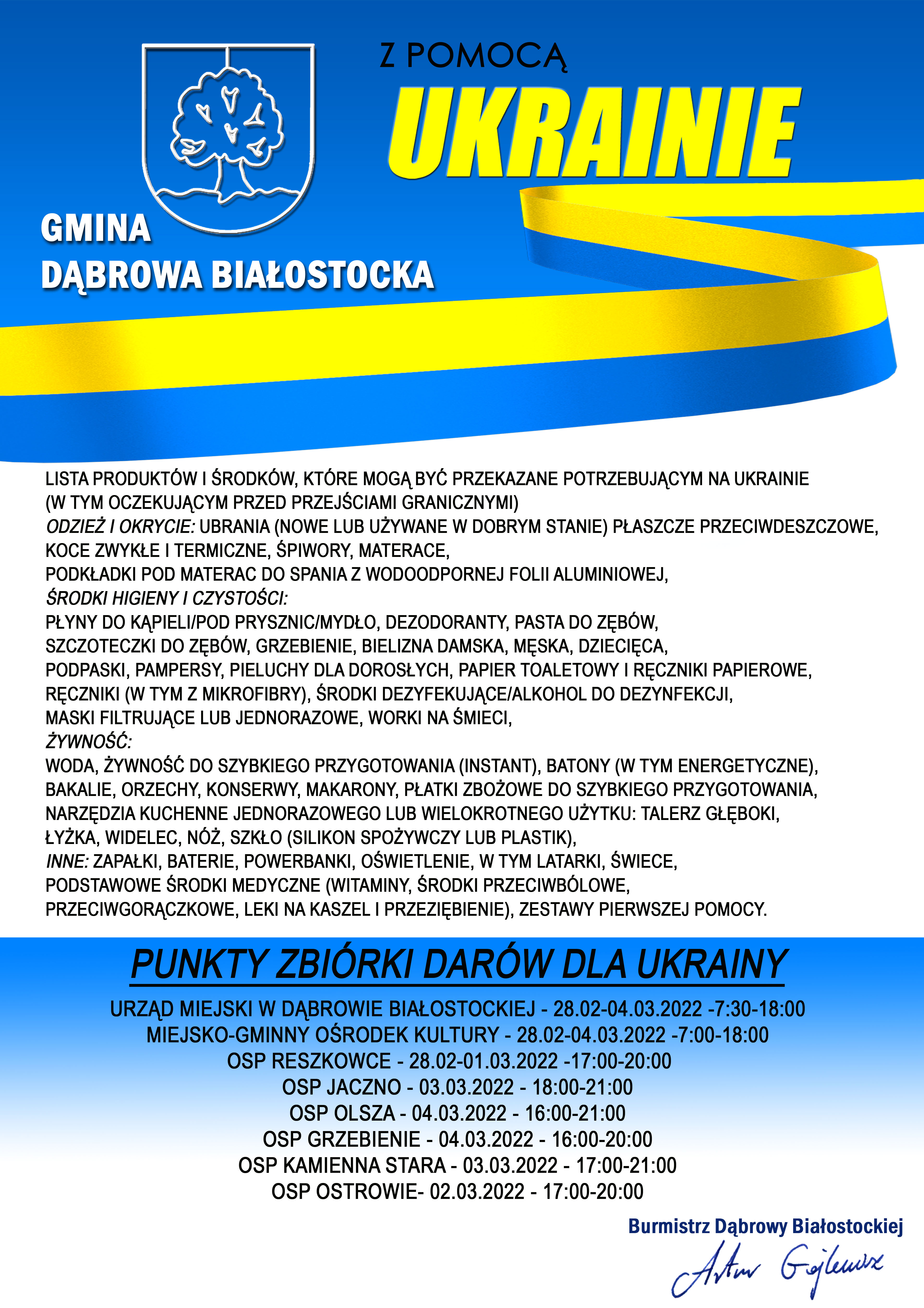 plakat informacyjny_z pomocą UKRAINIE