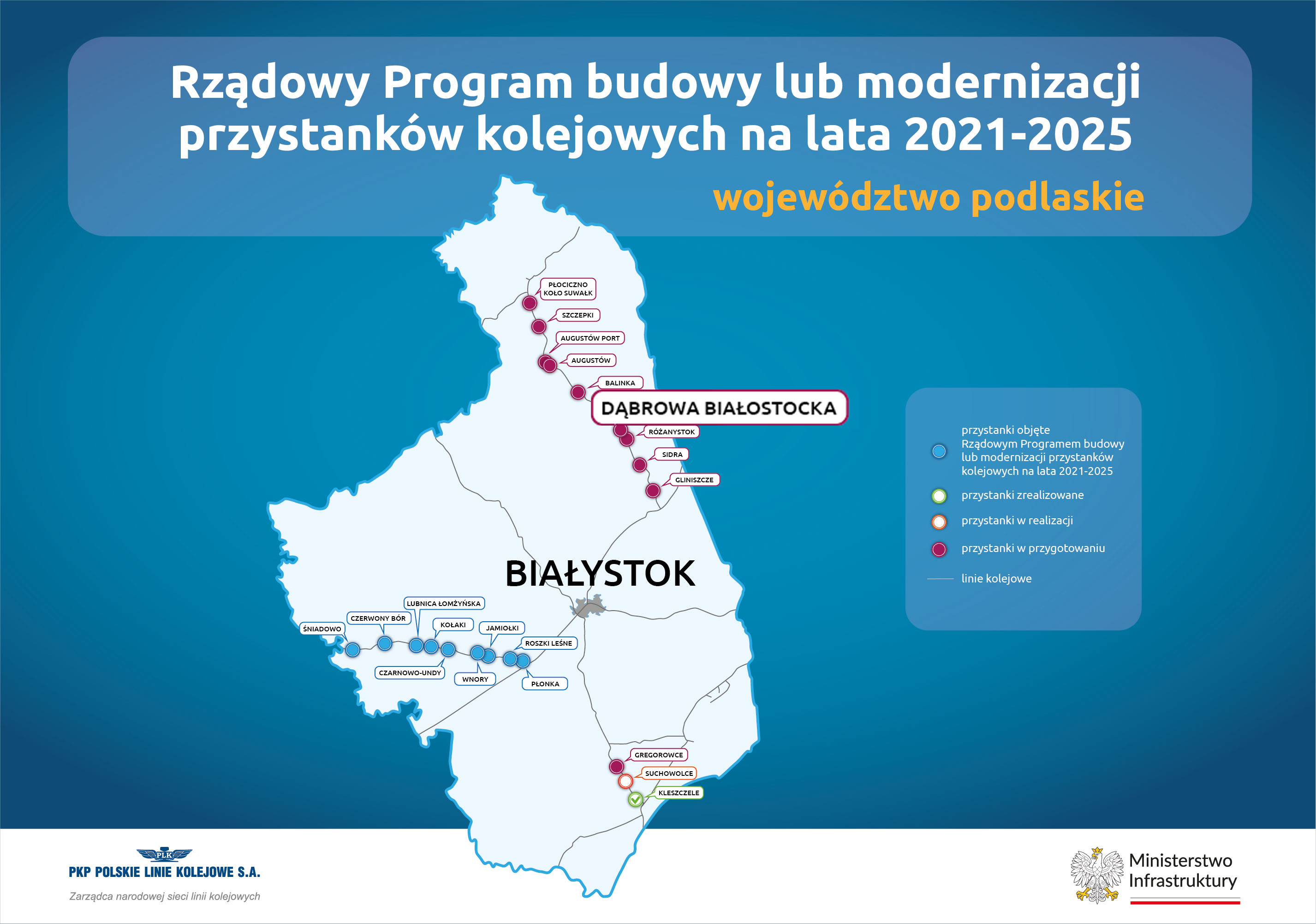 Rządowy Program budowy lub modernizacji przystanków kolejowych na lata 2021-2025 - województwo podlaskie