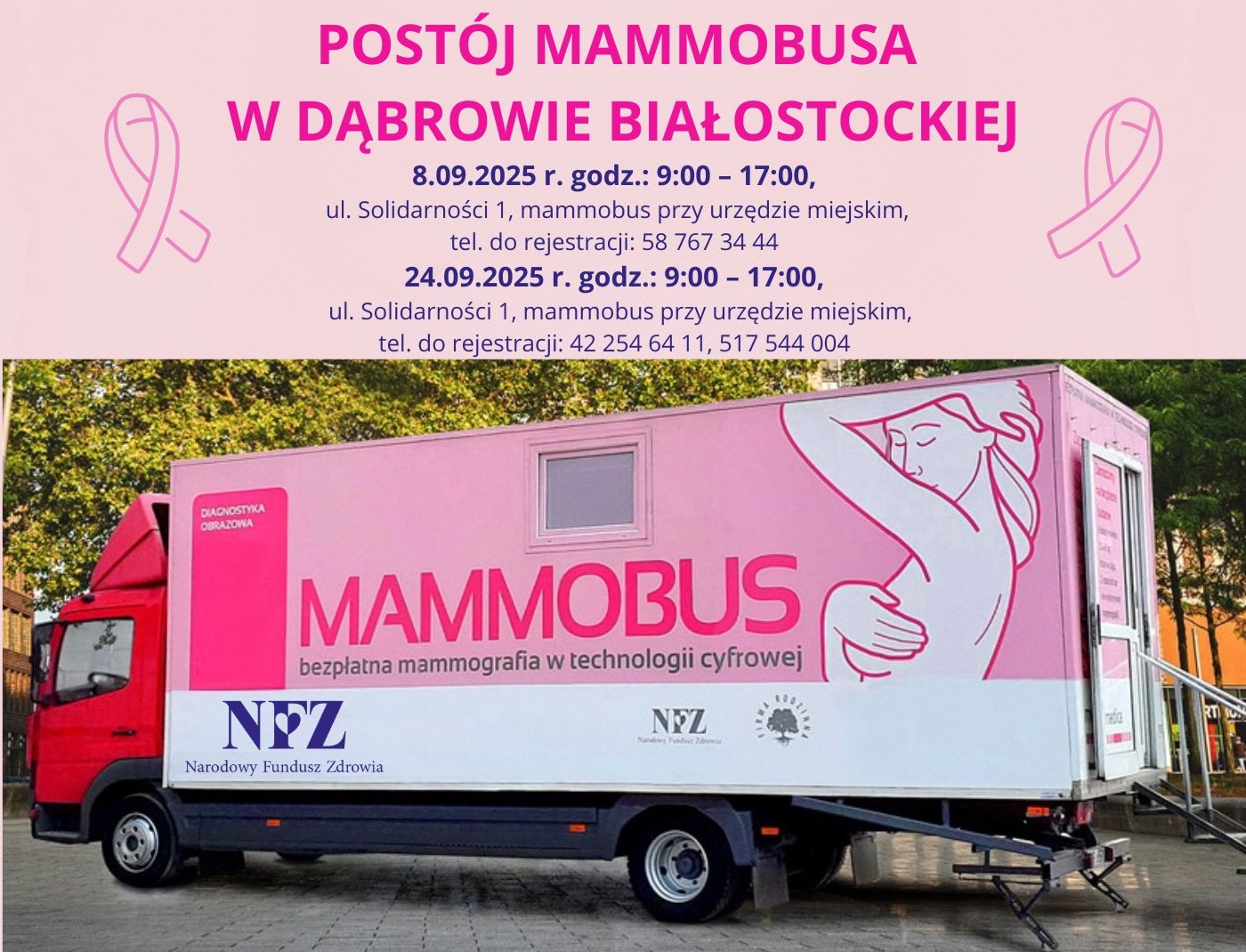 INFOGRAFIKA_ Informacja o bezpłatnych badaniach mammograficznych kobiet w ramach programu profilaktyki raka piersi