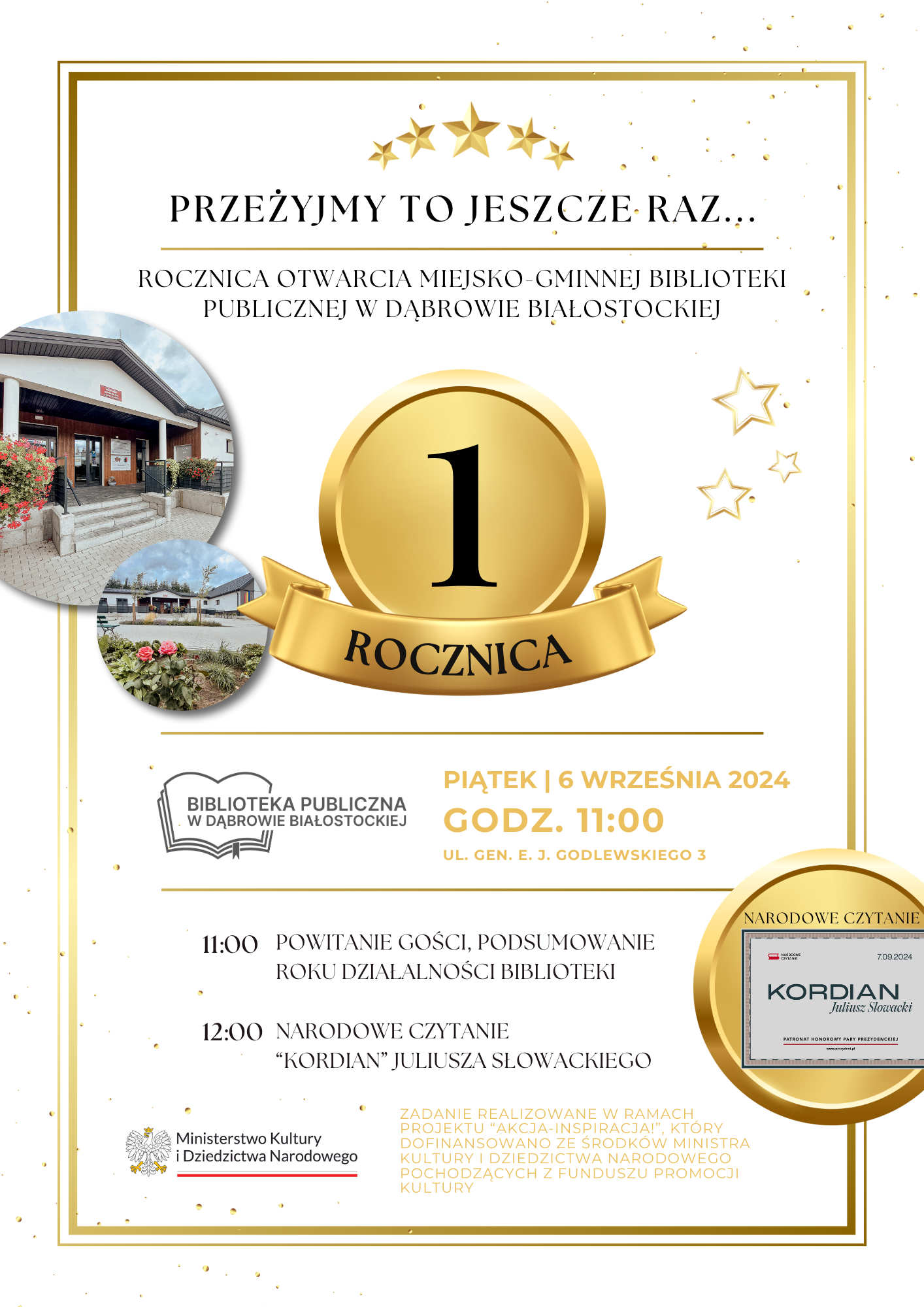 INFOGRAFIKA_Przeżyjmy to jeszcze raz... rocznica otwarcia Biblioteki Publicznej w Dąbrowie Białostockiej