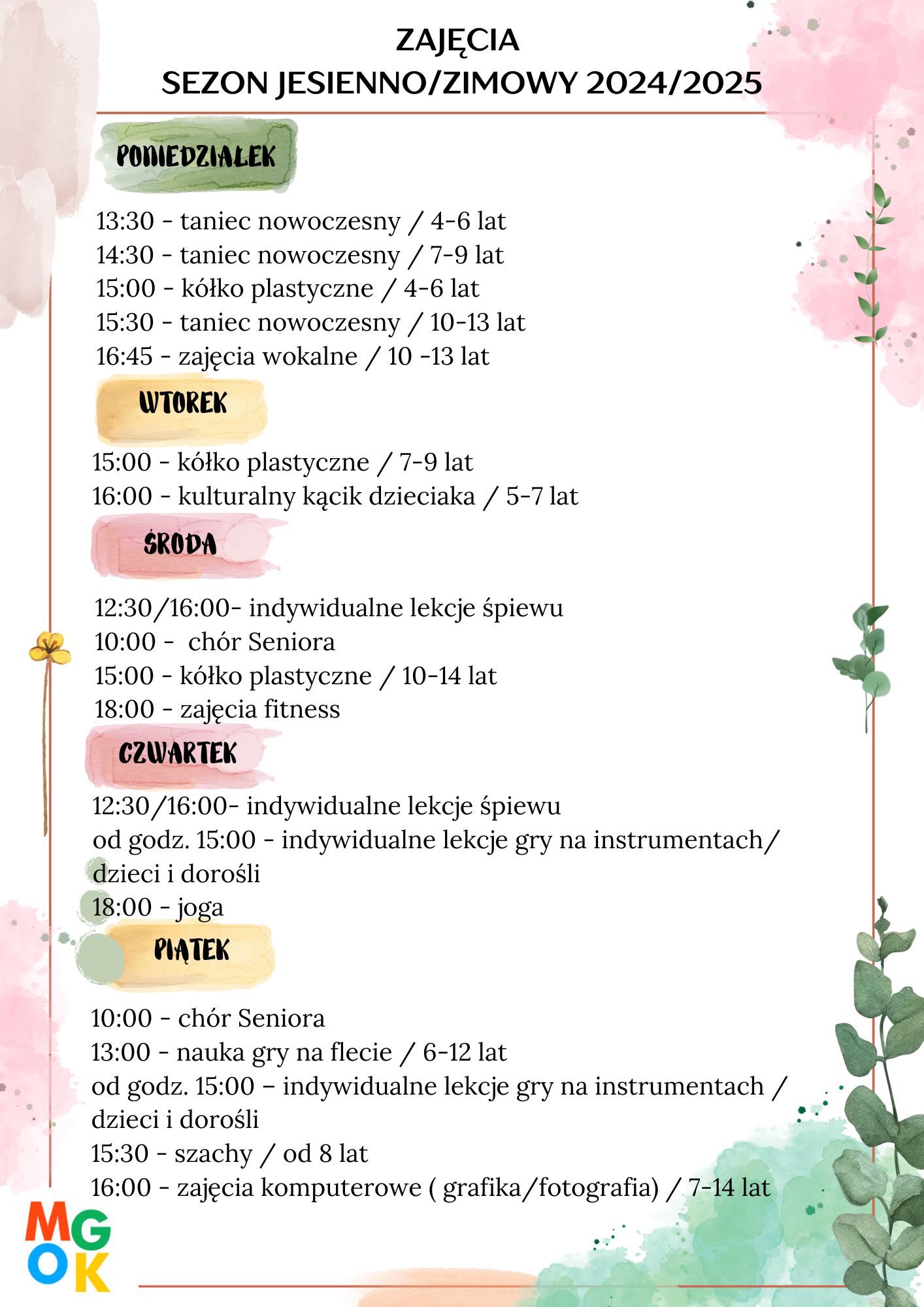 infografika_Zajęcia Sezon Jesienno - Zimowy 2024-2025